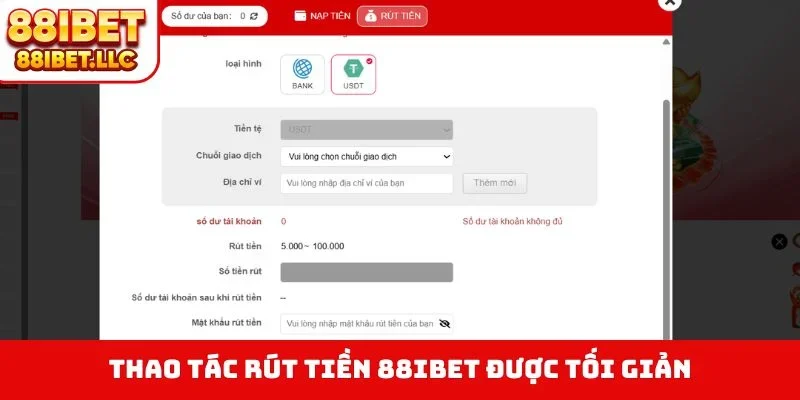 Rút tiền 88ibet 1 Thao tác rút tiền 88IBET được tối giản